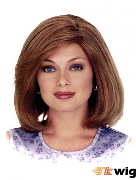 Straight Shoulder Length Auburn 12 inch 100% Hand-tied Ideal Bob Wigs