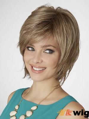 Straight Chin Length Blonde 10 inch Capless Durable Bob Wigs