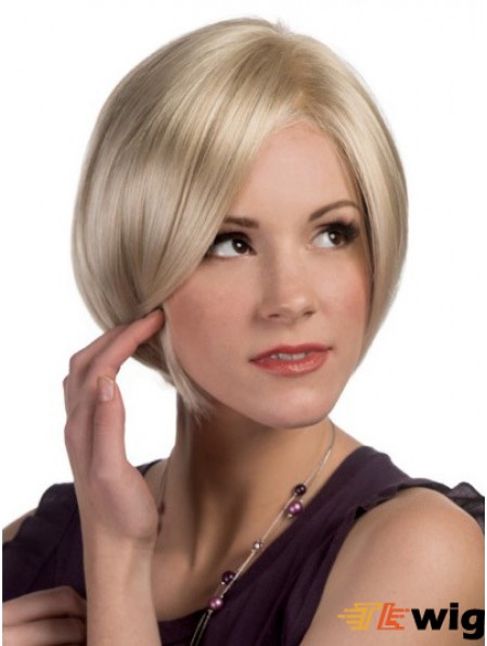 Capless Chin Length Straight Blonde Convenient Bob Wigs