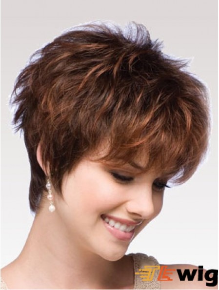 Auburn Wig Boycuts Auburn Color Short Length Wavy Style