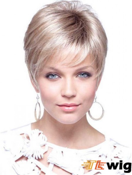 Womens Wigs UK With Capless Cropped Length Blonde Color