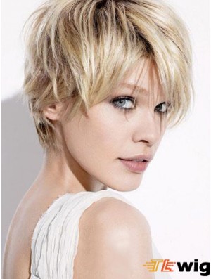 Short Blonde Wigs With Capless Straight Style Boycuts