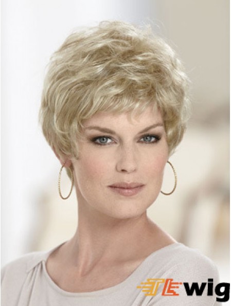 Boycuts Wavy Blonde Capless Discount Short Wigs