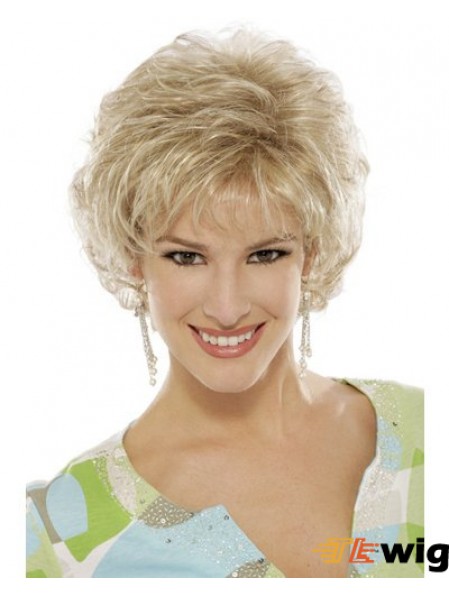 Blonde Curly Wig With Capless Short Length Classic Cut