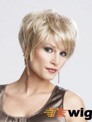 8 inch Sassy Straight Layered Blonde Short Wigs