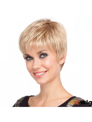 4 inch Cheapest Straight Boycuts Blonde Short Wigs