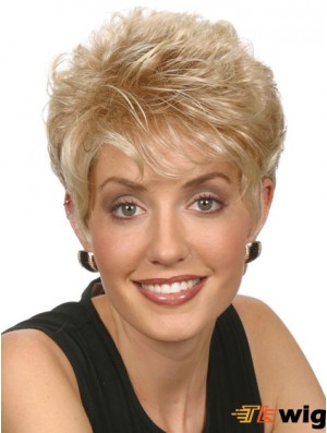 Cropped Blonde Capless Boycuts Straight 6 inch Ladies Wigs