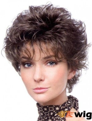 Heat Resistant Wigs Cropped Length Brown Color Layered Cut