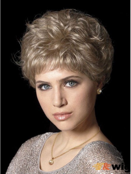 Hair Wigs With Synthetic Capless Wavy Style Cropped Length Boycuts