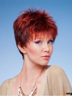4 inch New Straight Boycuts Red Short Wigs