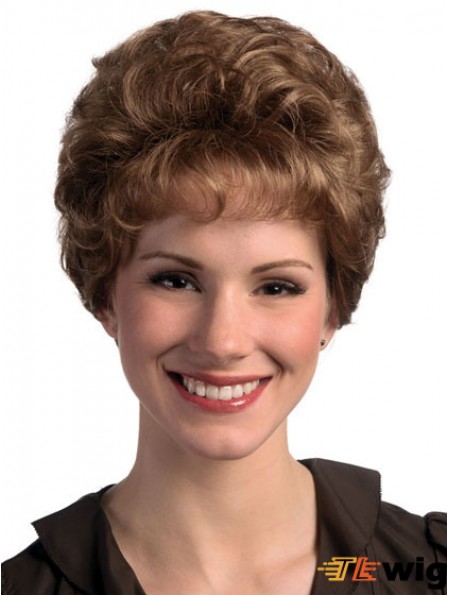 Curly Brown No-Fuss Short Classic Womens Wigs