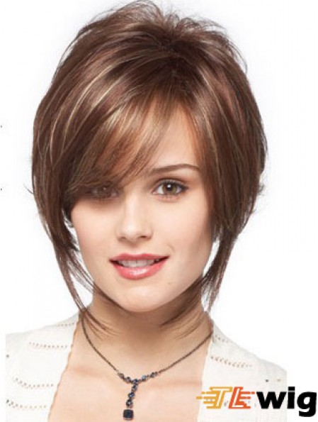 Bobs Wavy Brown Capless Designed Short Wigs