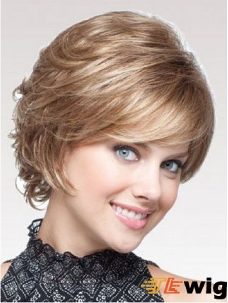 Blonde Wavy Short Layered Capless Cheap Wigs