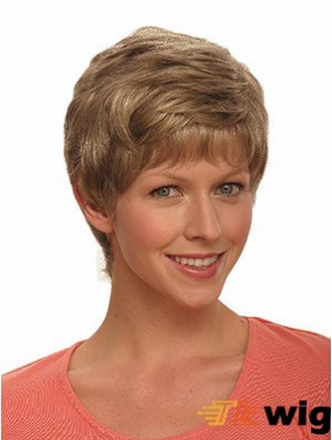 Boycuts Wavy Brown Capless Incredible Short Wigs