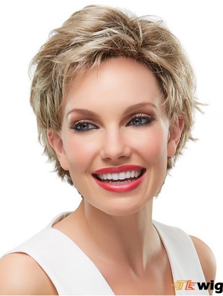 8 inch Convenient Wavy Layered Blonde Short Wigs