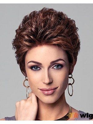 Short Curly Wig With Capless Cropped Length Layered Cut