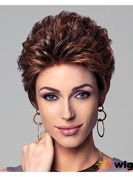 Short Curly Wig With Capless Cropped Length Layered Cut