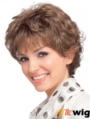 Modern Auburn Short Wavy Layered Human Hair Wigs