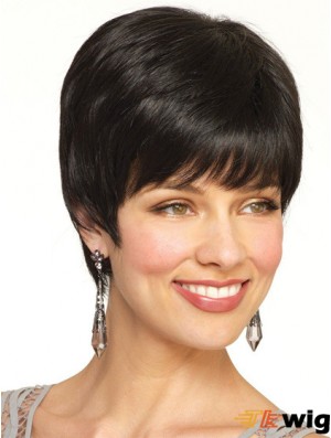 Boycuts Straight Black Capless Popular Short Wigs