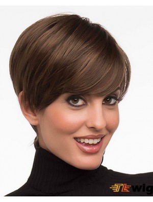 6 inch Fashion Straight Layered Brown Short Wigs