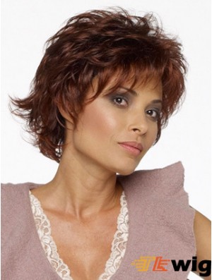 Layered Wavy Auburn Capless Natural Short Wigs