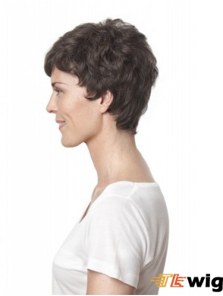 8 inch Ideal Curly Layered Brown Short Wigs