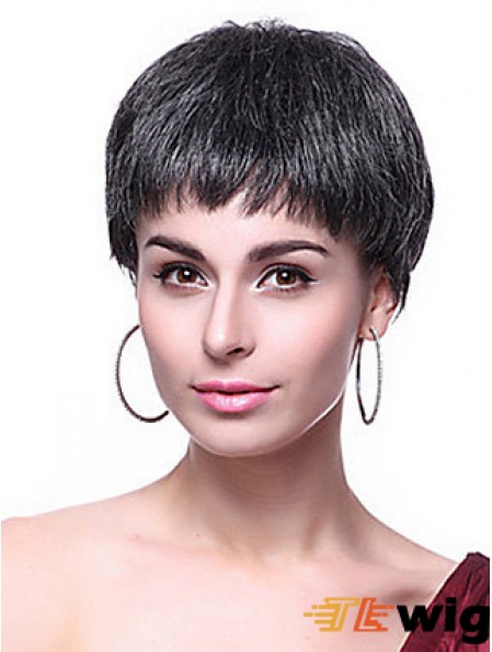 Boycuts Straight Black Capless Hairstyles Short Wigs