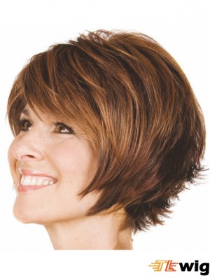 Bobs Wavy Brown Capless Convenient Short Wigs