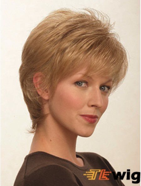 Layered Straight Blonde Capless Suitable Short Wigs