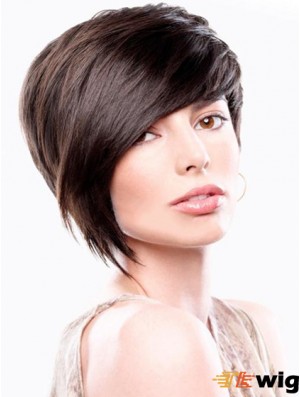 Bobs Straight Brown Capless Sleek Short Wigs