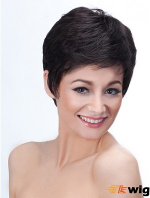 Boycuts Straight Black Capless Good Short Wigs