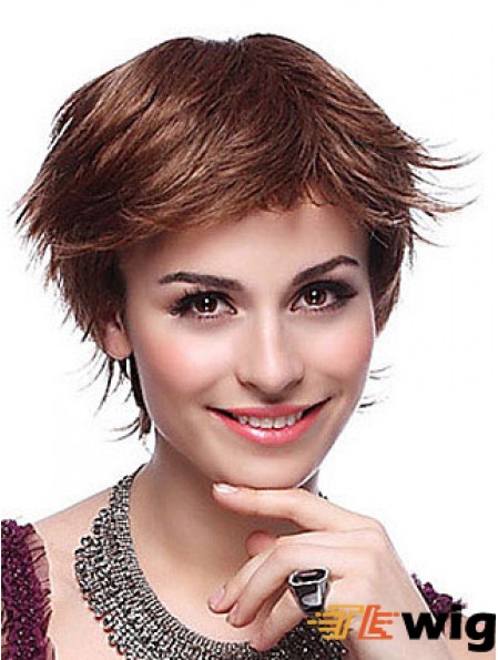 Layered Straight Auburn Capless Trendy Short Wigs