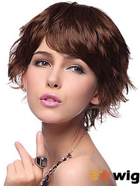 Layered Wavy Auburn Capless New Short Wigs