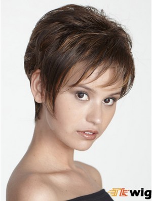 Boycuts Straight Brown Capless Modern Short Wigs