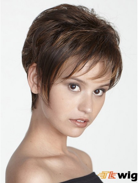 Boycuts Straight Brown Capless Modern Short Wigs
