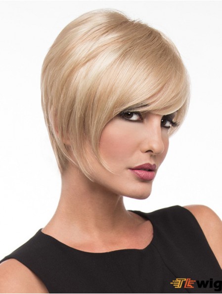 8 inch Discount Straight Layered Blonde Short Wigs