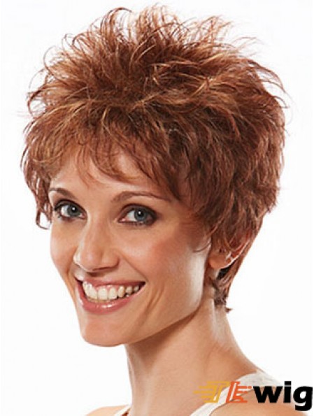 Boycuts Wavy Auburn Capless Flexibility Short Wigs
