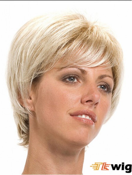 7 inch Stylish Straight With Bangs Blonde Short Wigs