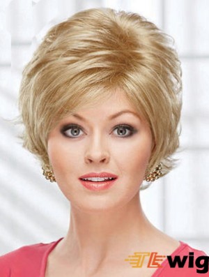 8 inch Beautiful Wavy Layered Blonde Short Wigs