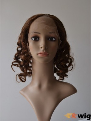 12 inch Lace Front Curly Brown Convenient U Part Wigs