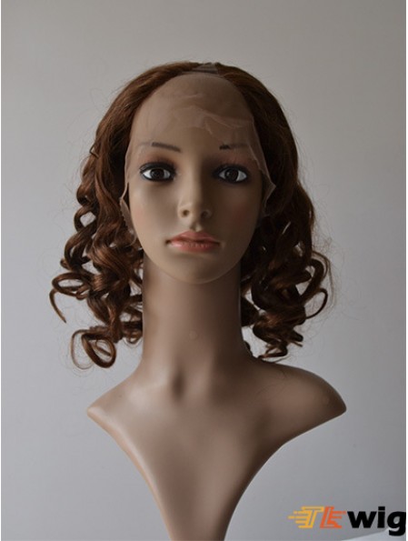12 inch Lace Front Curly Brown Convenient U Part Wigs
