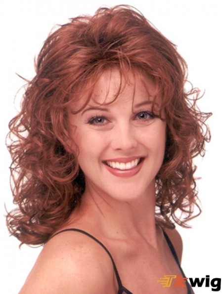 Red Wig Shoulder Length Curly Style With Capless Classic Cut