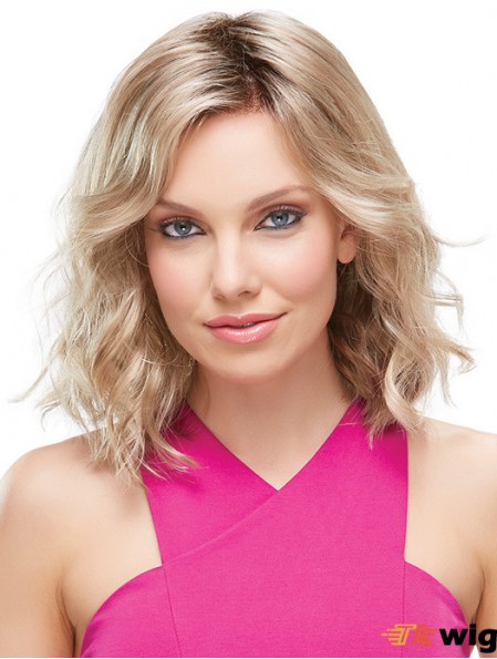 Front Lace Wigs UK Shoulder Length Blonde Color Layered Cut