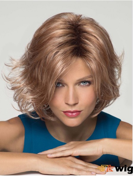 Chin Length Layered 10 inch Wavy Blonde Medium Wigs