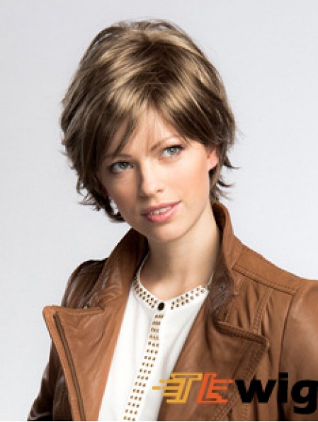 Chin Length Layered 8 inch Straight Blonde Medium Wigs