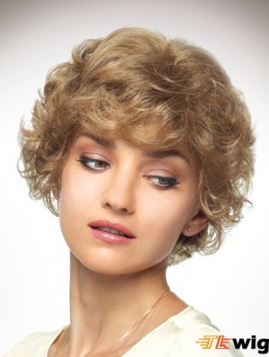 Chin Length Layered 10 inch Curly Blonde Medium Wigs
