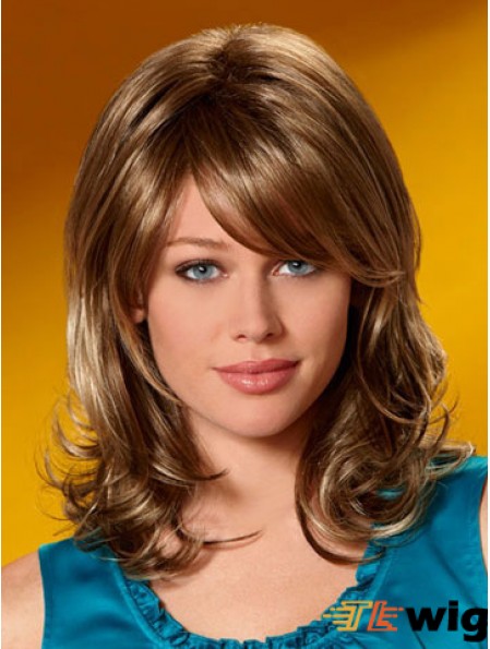 Incredible Wavy Auburn Shoulder Length Layered Medium Wigs