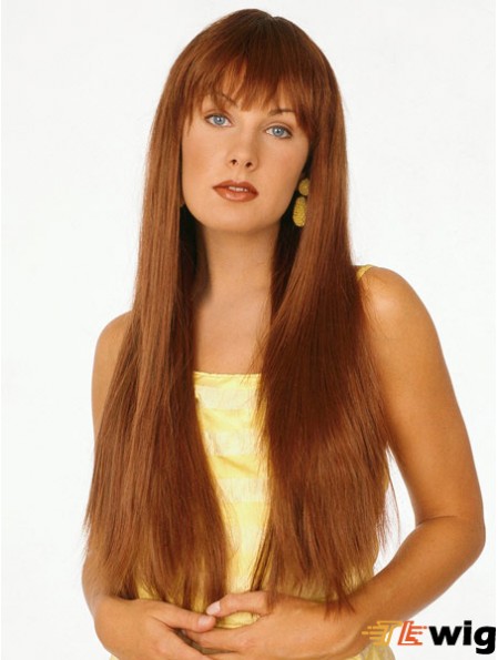 Good Auburn Straight With Bangs Capless Long Wigs