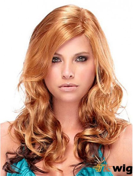 Fashion Auburn Curly With Bangs Capless Long Wigs