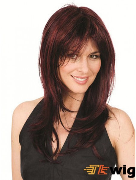 Discount Auburn Straight With Bangs Capless Long Wigs